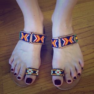 Sandals from Mexico, handmade with beads